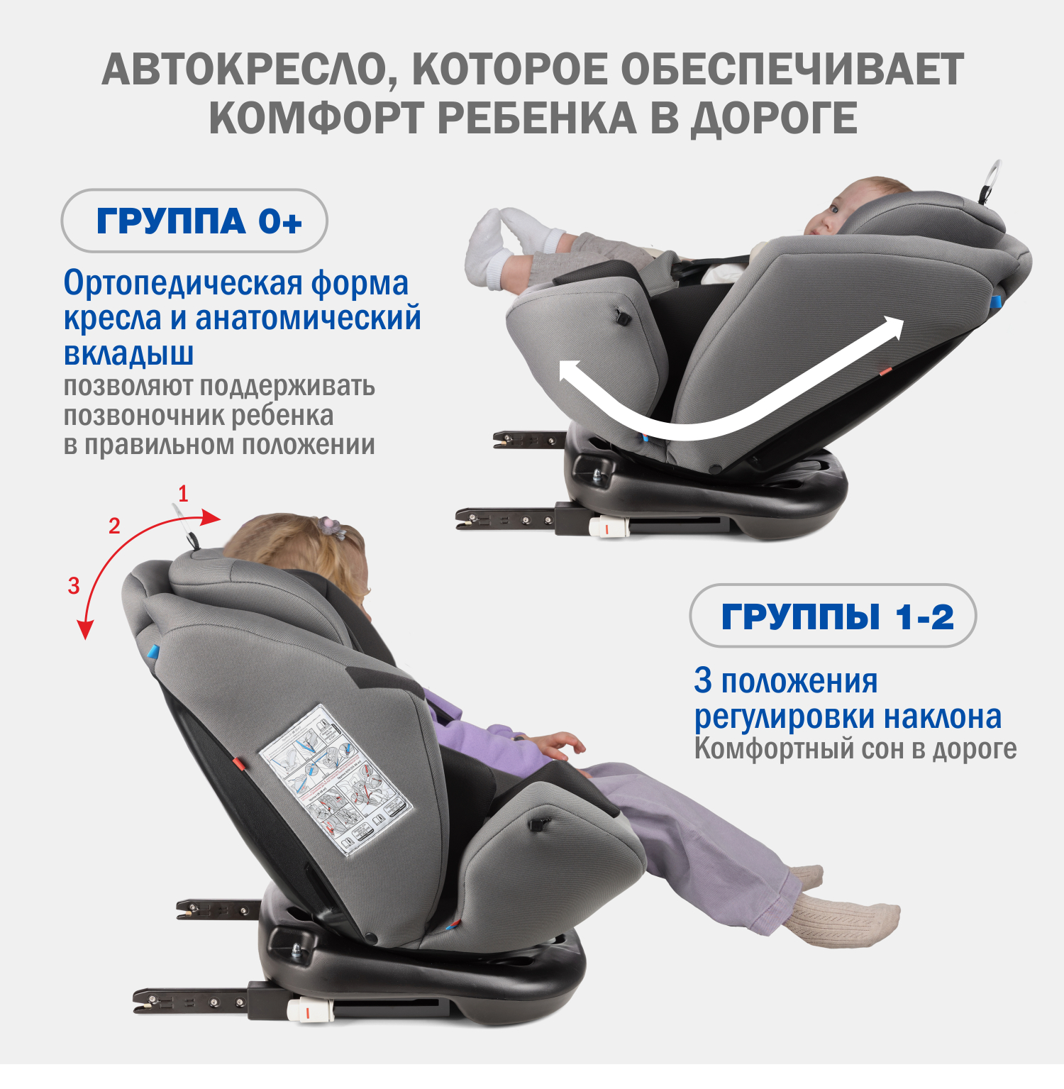 Детское автокресло SIGER Ультра ISOFIX гр.0+/ I/II/III светло-серый - фото 6