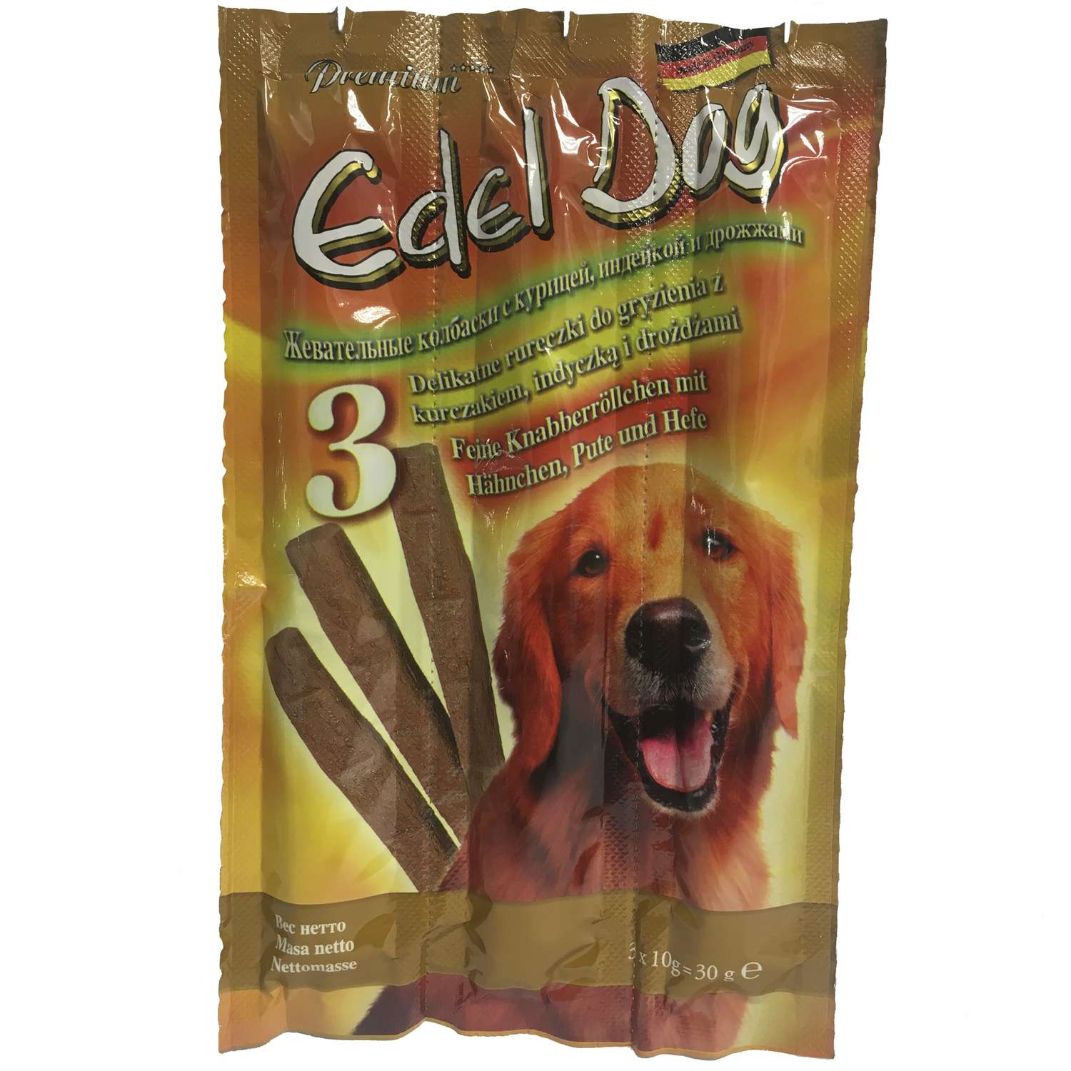 Лакомство для собак Edel Dog Колбаски курица-индейка-дрожжи 10г*3шт - фото 1