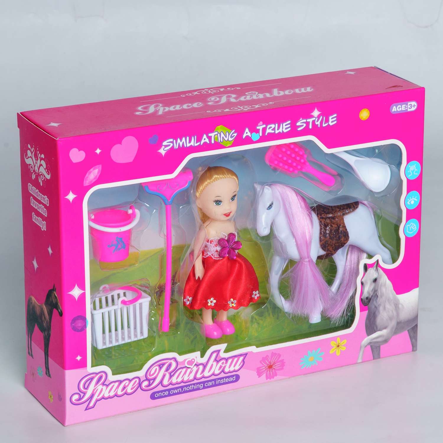Кукольный набор EstaBella с белой лошадкой и аксессуарами 84521 - фото 1
