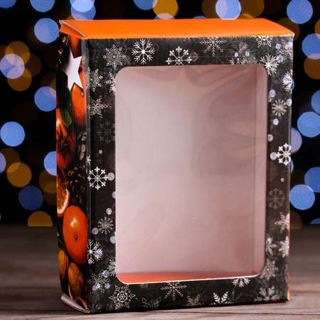 Коробка Sima-Land подарочная. крышка дно. с окном«С Новым Годом» 18×15×5 см