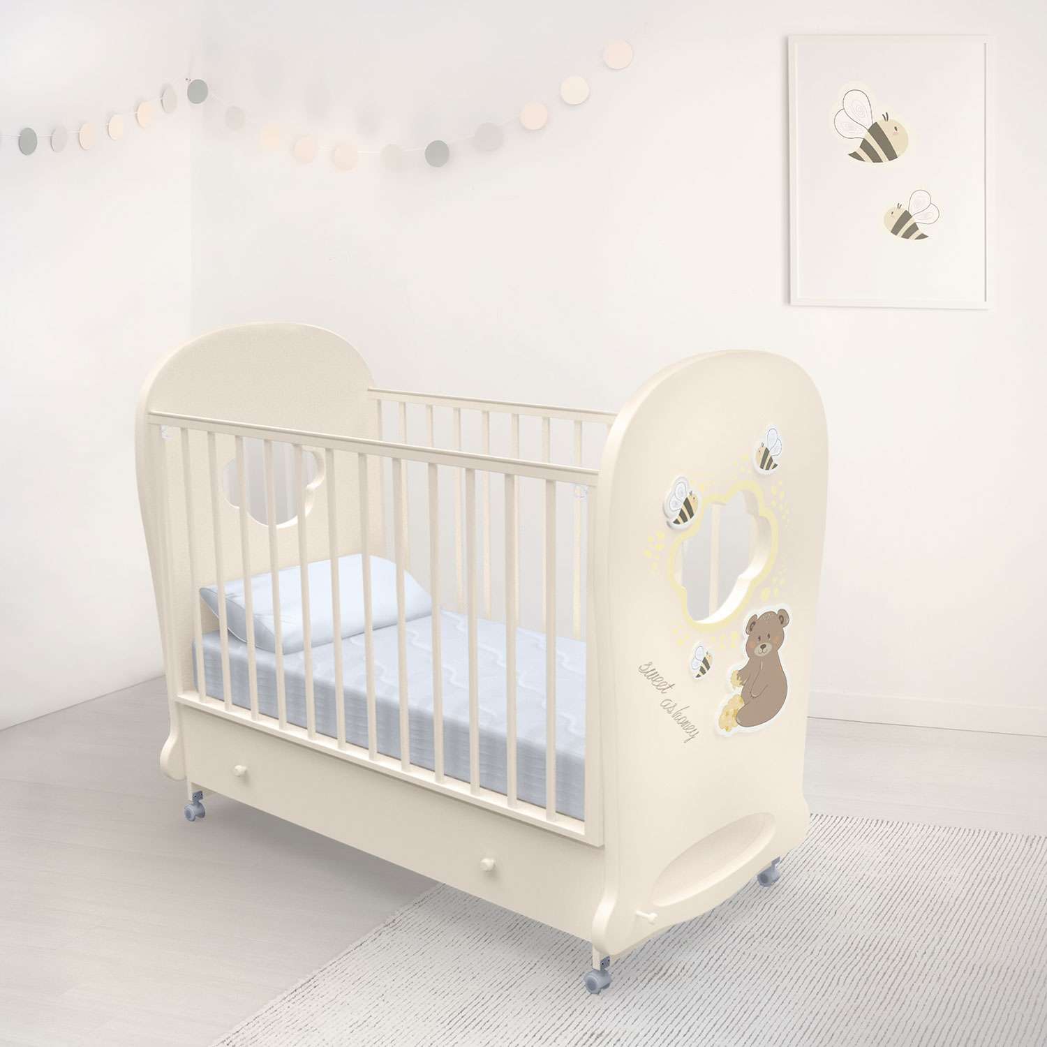 Детская кроватка Nuovita Stanzione прямоугольная, поперечный маятник (ваниль) - фото 12