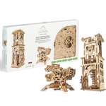 Сборная деревянная модель UGEARS Башня-аркбаллиста 3D-пазл механический конструктор
