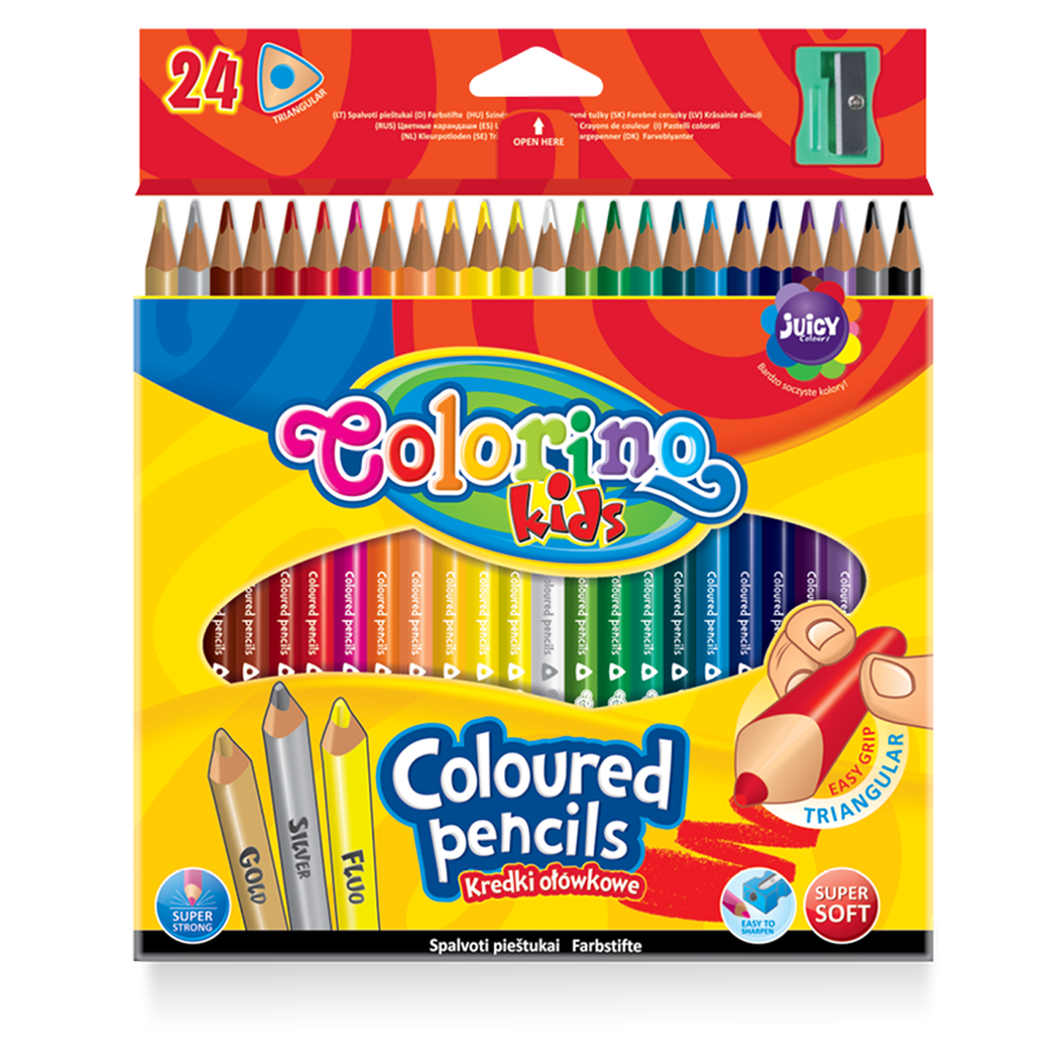 Цветные карандаши COLORINO Kids треугольные 24 цвета с точилкой - фото 1