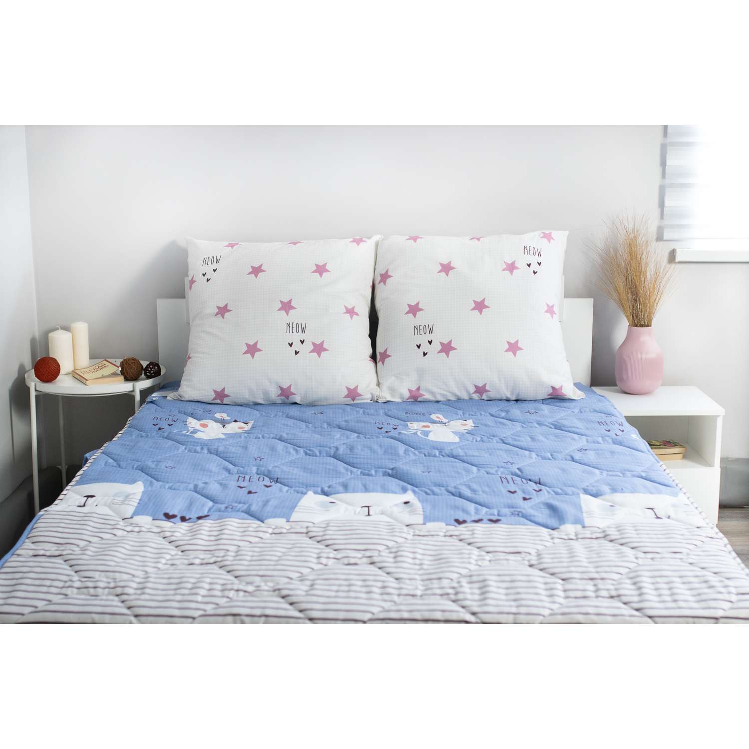 Комплект постельного белья SELENA КЭТ 1.5 спальный поплин наволочки 70х70 см с одеялом - фото 1