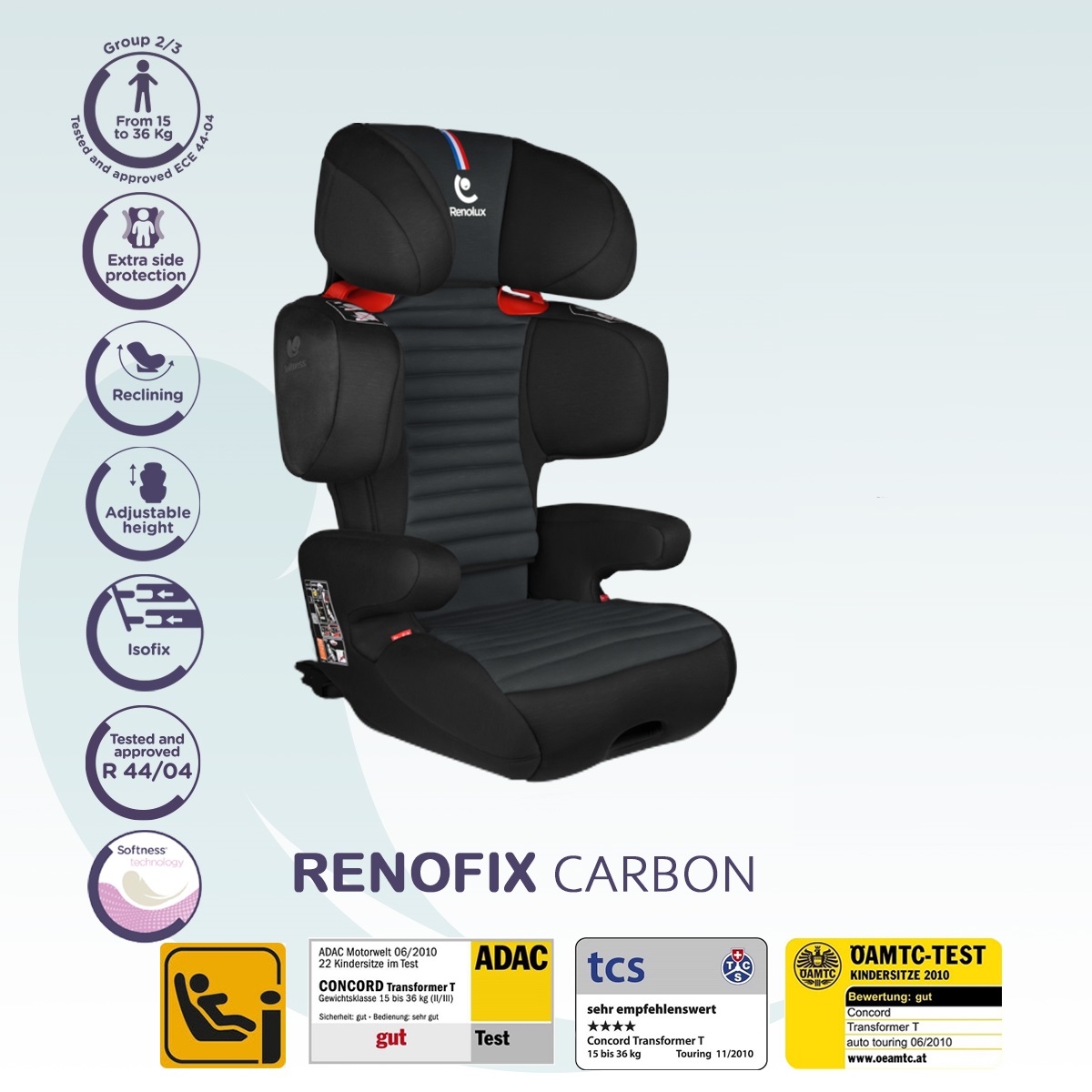 Автокресло Renolux Renofix carbon 2/3 Черный - фото 2