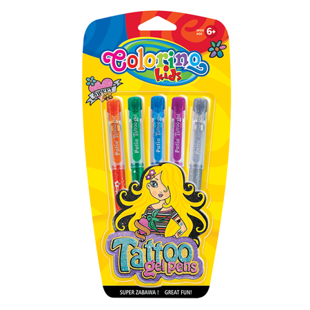 Ручки COLORINO Kids гелевые для татуировок Gel Tattoo 5 цветов