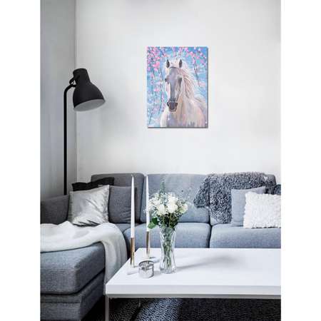 Картина по номерам Цветной Белогривая лошадка 30x40 см