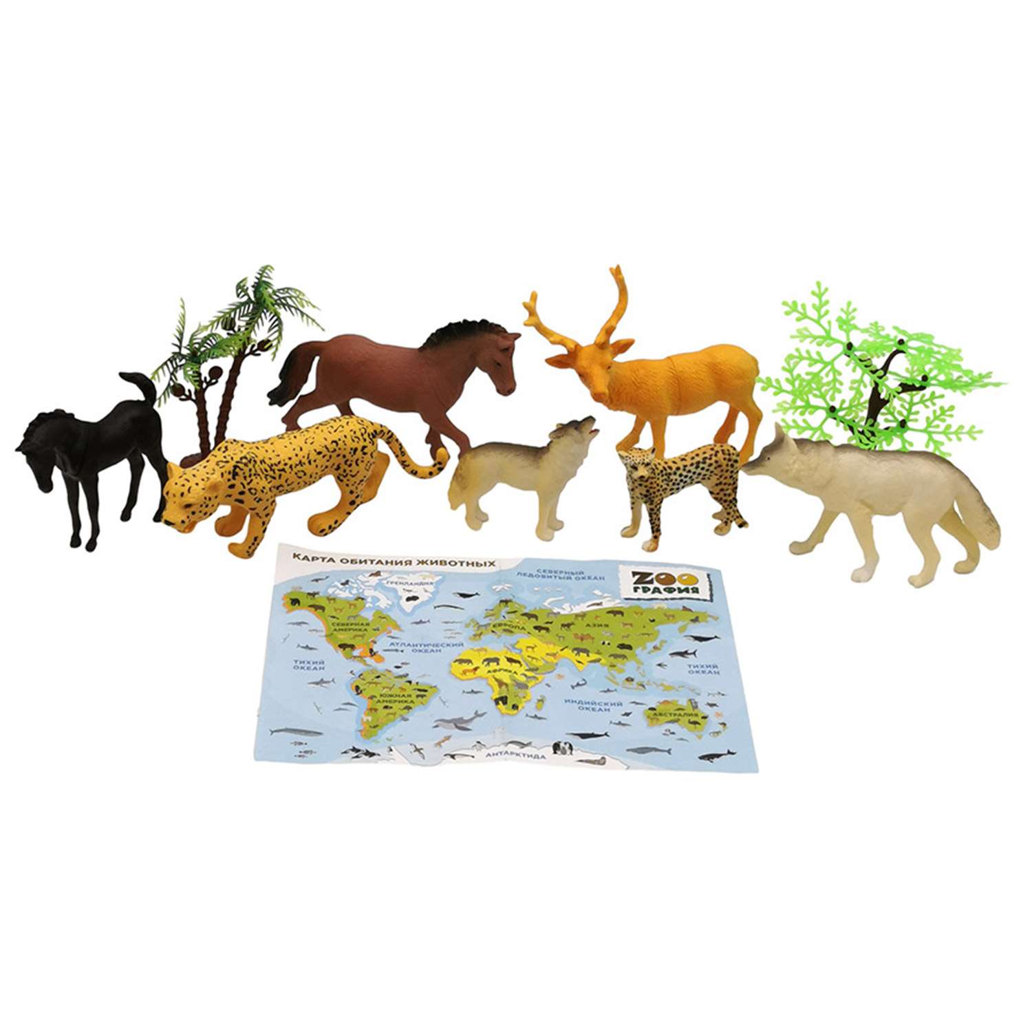 Игровой набор S+S Животные с картой обитания 8 шт Zooграфия - фото 1