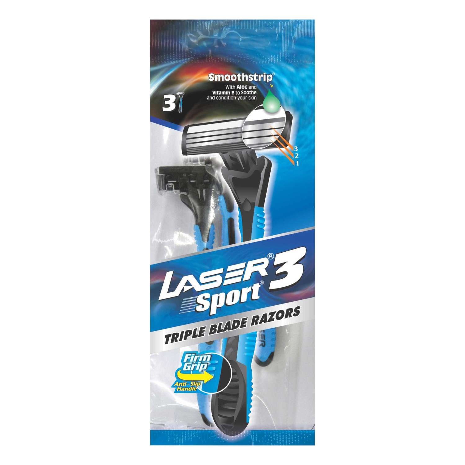 Одноразовые бритвы LASER с тремя лезвиями Лазер Спорт 3 3шт - фото 1