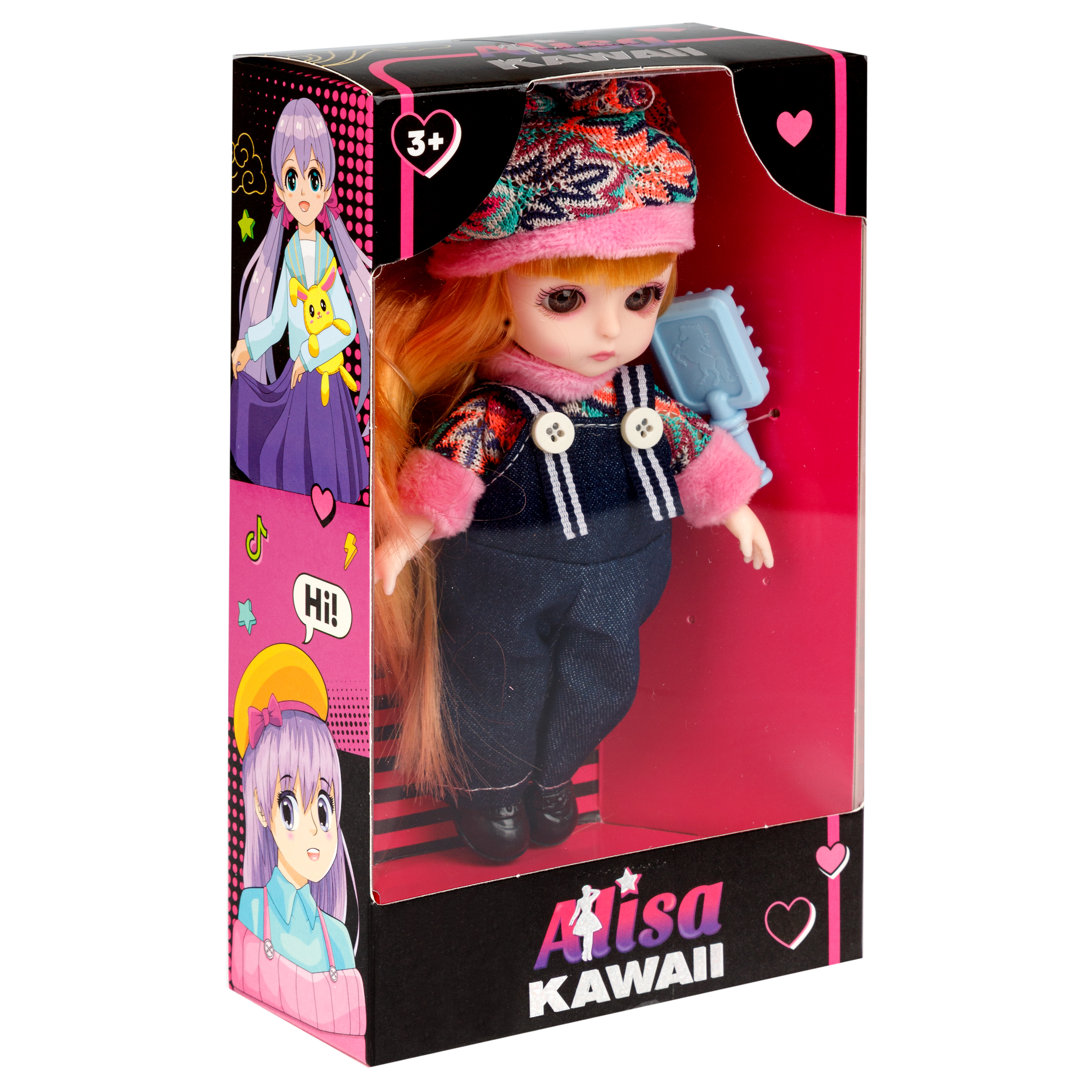 Кукла шарнирная 15 см 1TOY Alisa Kawaii mini с расчёской длинные светлые волосы в шапке Т24353 - фото 17