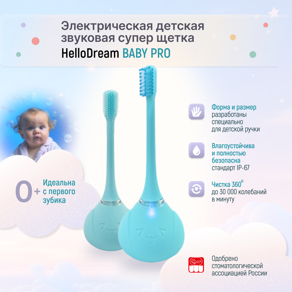 Зубная щетка электрическая 0+ HelloDream Q-08 - фото 2