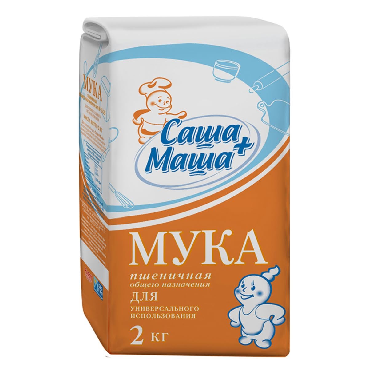 Мука Саша+Маша Пшеничная общего назначения 2 кг - фото 1