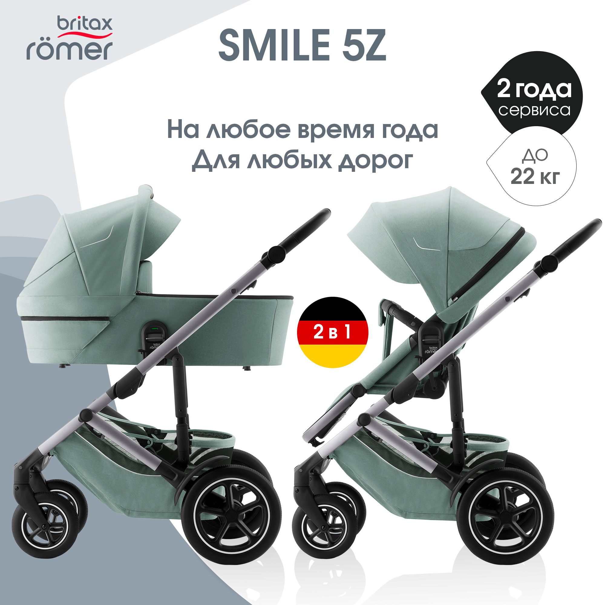 Коляска Britax Roemer 2 в 1 Smile 5Z Jade Green - фото 16