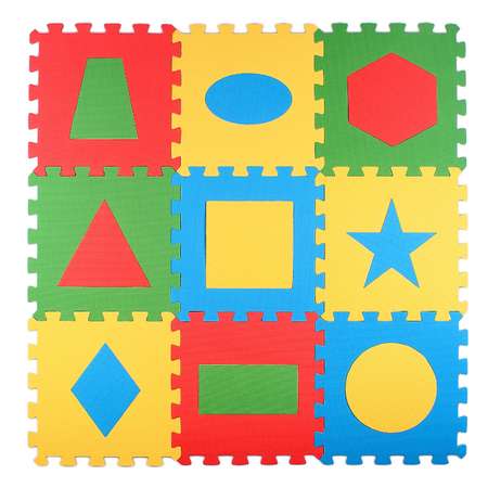 Развивающий детский коврик Eco cover игровой для ползания мягкий пол Геометрия 33х33