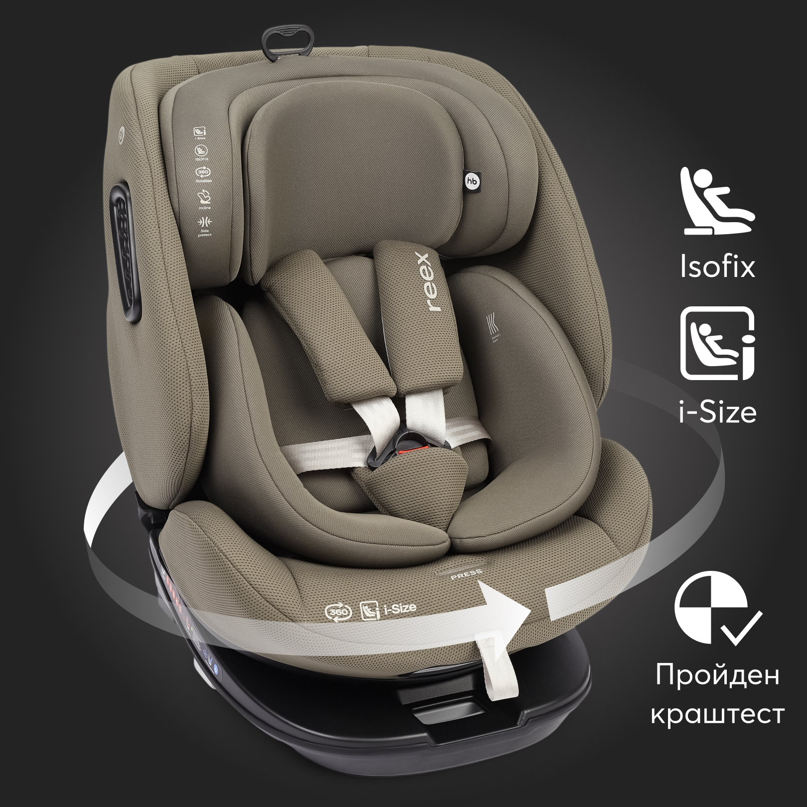 Автокресло Happy Baby Reex Isofix 0+/1/2/3 (0-36 кг) - фото 2