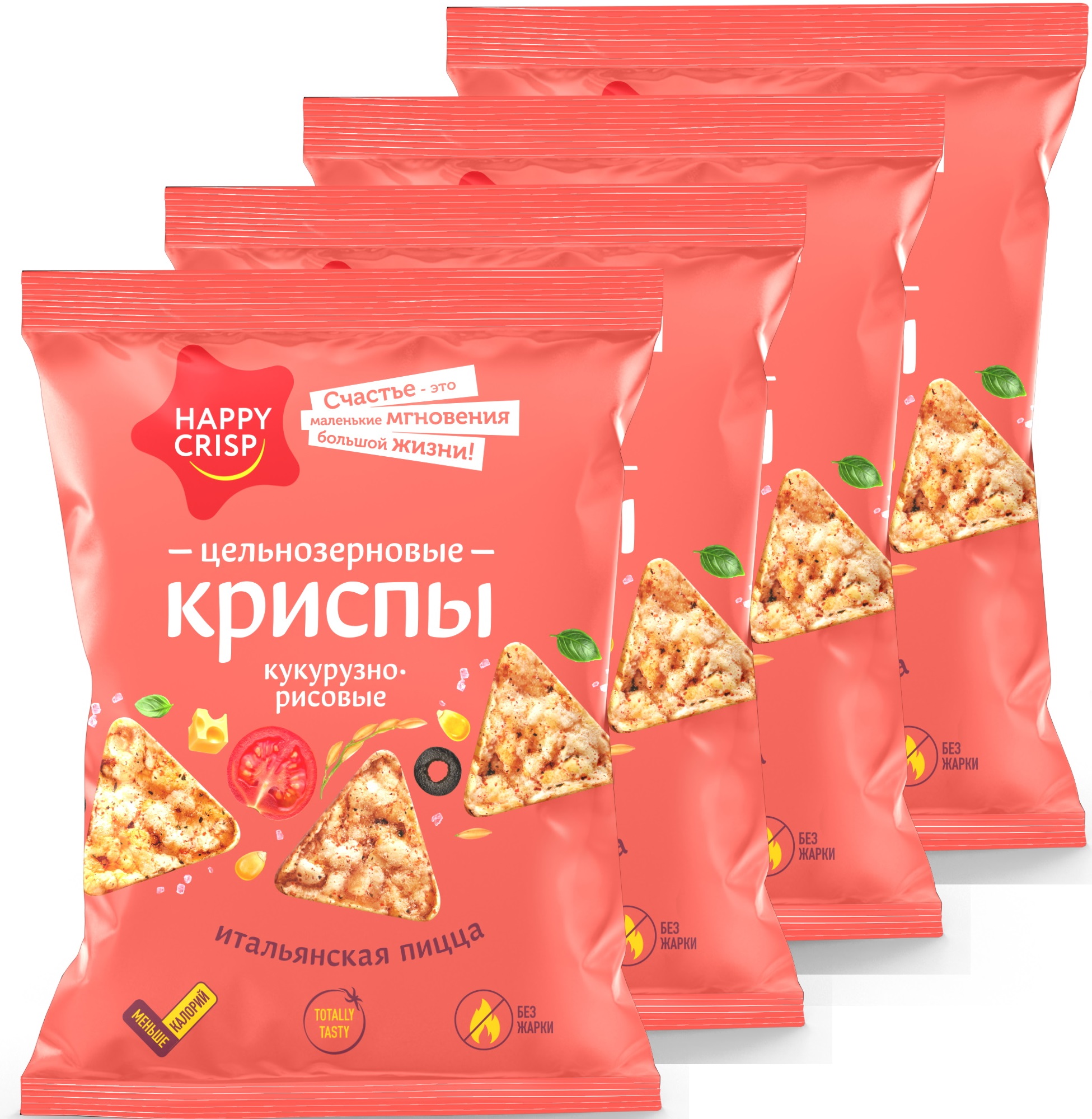 Чипсы Happy Crisp криспы цельнозерновые Итальянская пицца 4 шт по 50 г  купить по цене 274 ₽ в интернет-магазине Детский мир