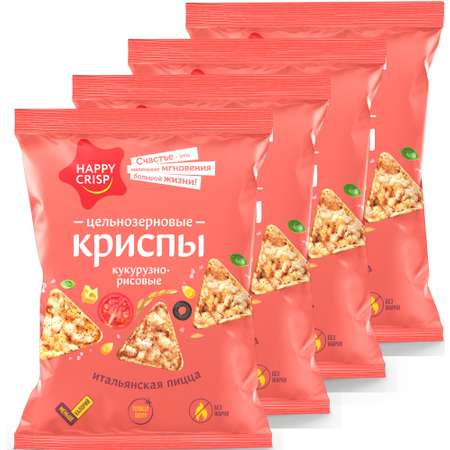 Чипсы Happy Crisp криспы цельнозерновые Итальянская пицца 4 шт по 50 г