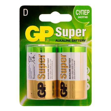 Батарейки GP Super алкалиновые (щелочные) тип D (LR20) 2шт