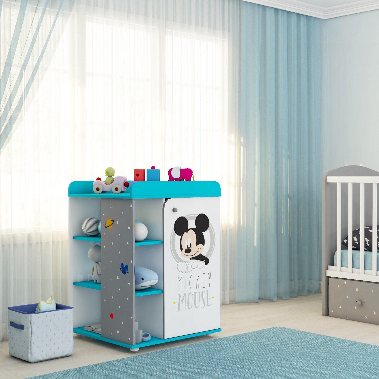 Комод Polini kids Disney baby Микки Маус с дверью Белый-Серый - фото 4