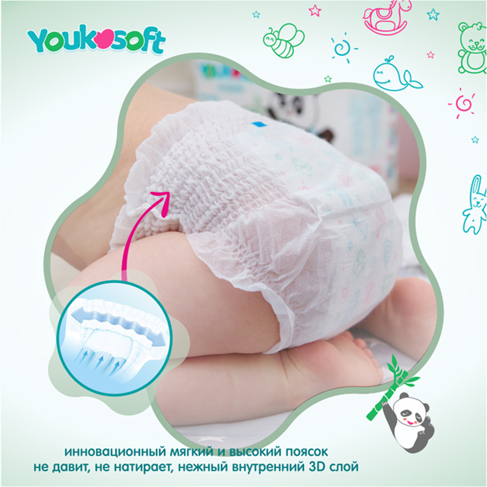 Подгузники-трусики Youkosoft Универсальные Premium L (9-14кг) 44 шт. - фото 2