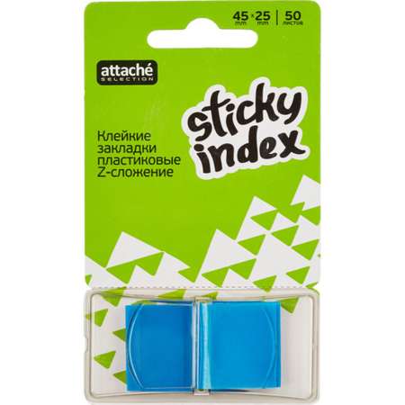 Клейкие закладки Attache пластиковые 1 цвет по 50 листов 25 мм х45 голубой Selection 7 шт