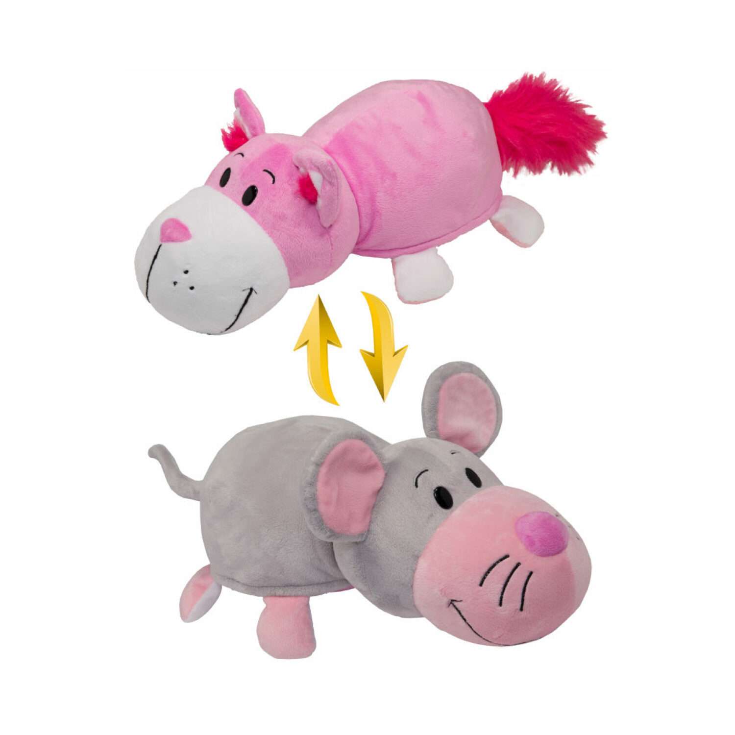 Мягкая игрушка Вывернушка 2 в 1 Розовый кот Мышь - фото 1