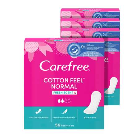 Прокладки гигиенические Carefree Cotton Feel Normal с насыщенным ароматом свежести 56 шт х 5 упаковок