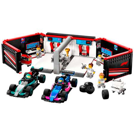 Конструктор детский LEGO City Гараж F1 машины Mercedes-AMG и Alpine