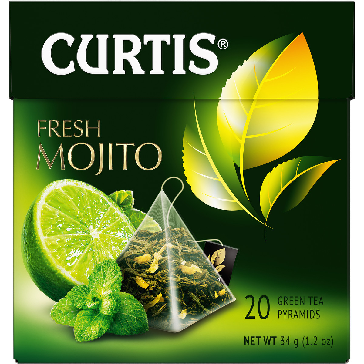 Чай зеленый Curtis Fresh Mojito 20 пирамидок с ароматом мохито мятой цедрой цитрусовых лемонграссом - фото 1