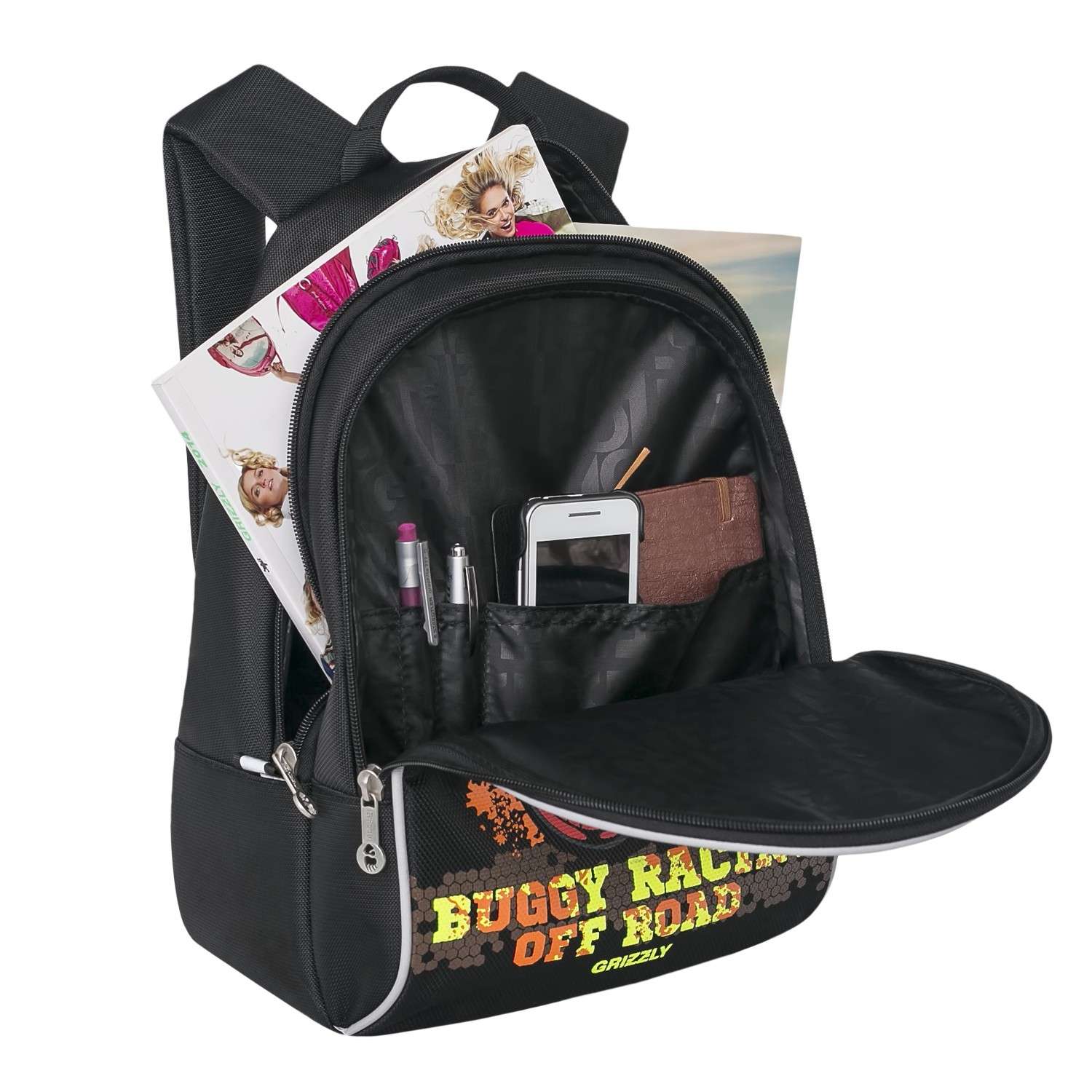 Рюкзак для мальчика Grizzly Чёрный-красный - фото 3