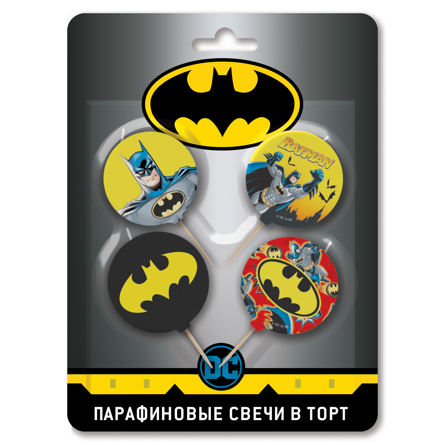 Набор свечей ND PLAY Batman на шпажках для торта капкейков 4 шт - фото 1