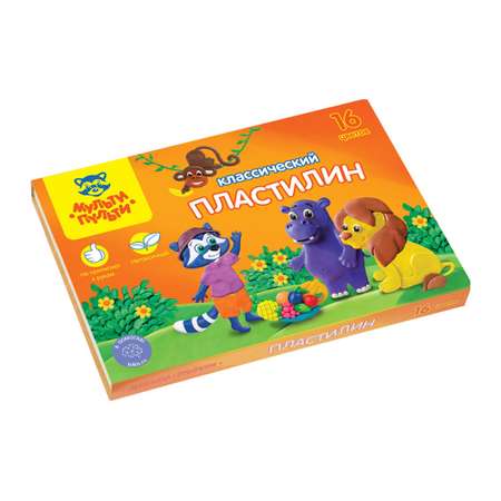 Пластилин МУЛЬТИ-ПУЛЬТИ Приключения Енота 16 цветов 320 г со стеком картон