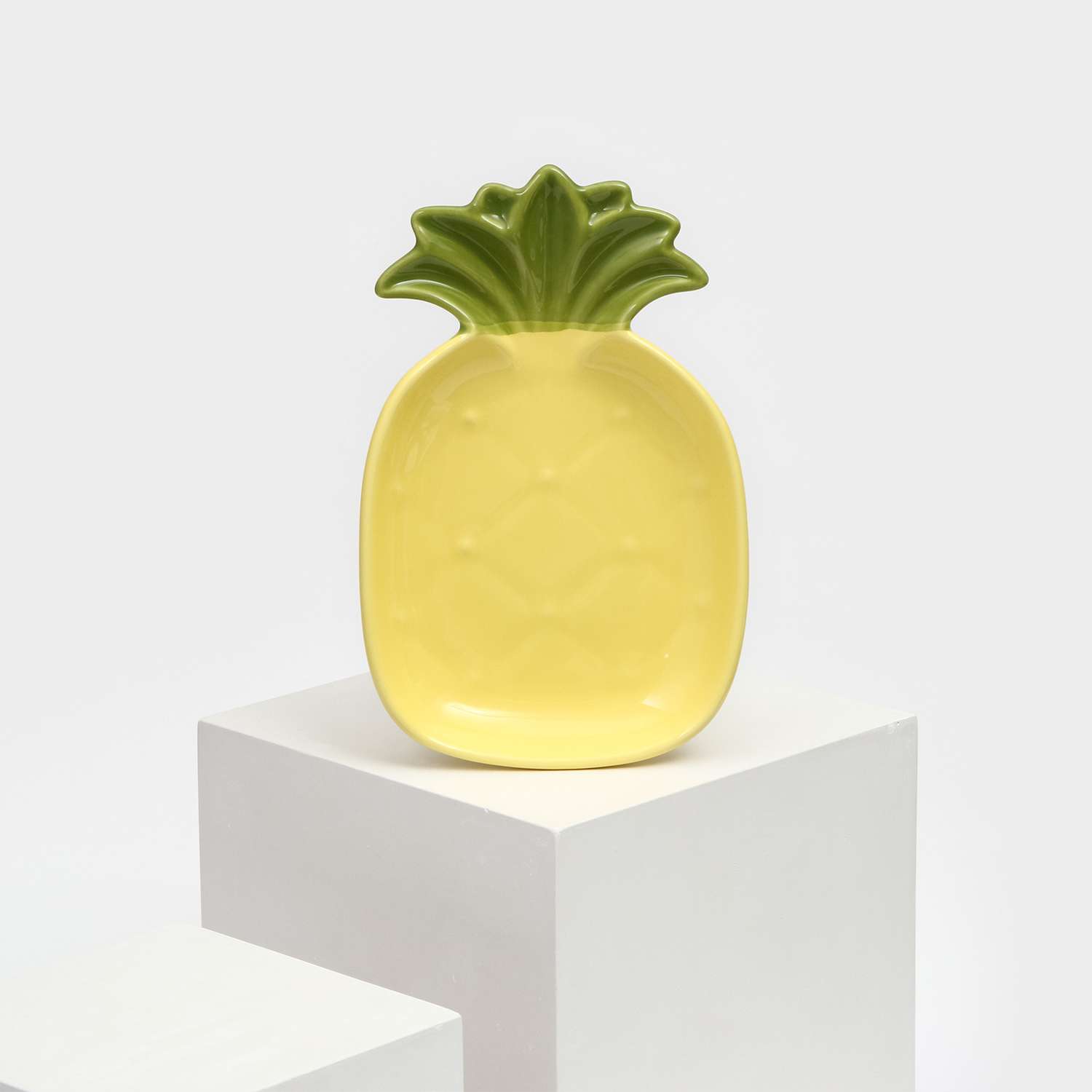 Тарелка Sima-Land керамическая «Ананас» плоская желтая 22 см 1 сорт Иран - фото 1