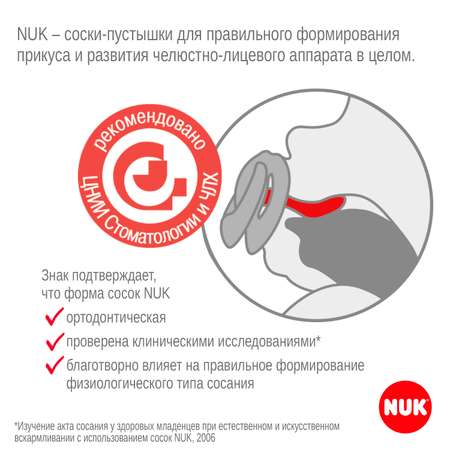 Пустышка Nuk Happy Nights с контейнером 1 Серая