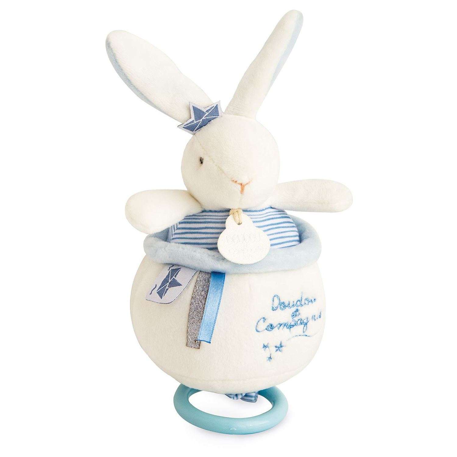 Музыкальная мягкая игрушка Doudou et compagnie  perlidoudou 19 см голубой кролик - фото 2
