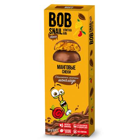 Снек Bob Snail Фруктовый манговый в молочном бельгийском шоколаде без добавленного сахара 30г