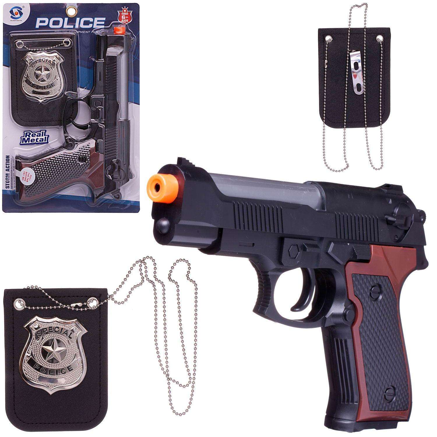 Оружие игровое Junfa набор полицейского пистолет и металлический жетон на цепочке - фото 2