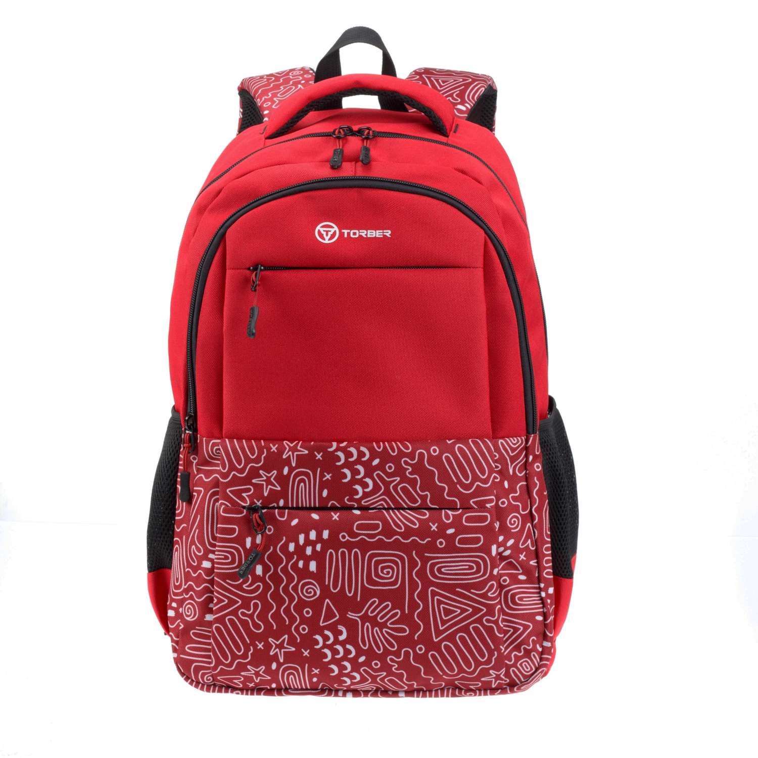 Рюкзак TORBER Class X красный с орнаментом - фото 1