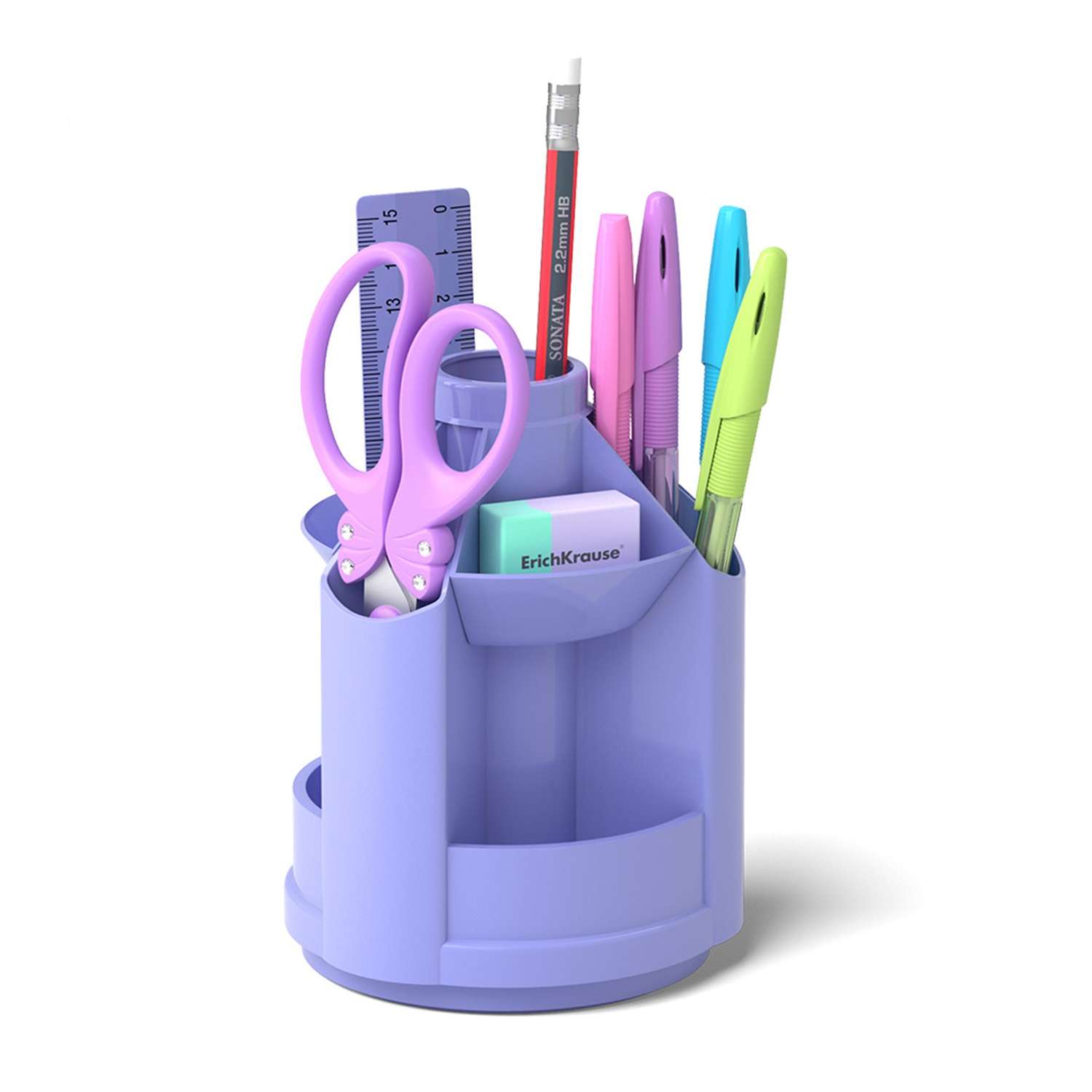 Набор настольный ErichKrause Mini Desk Pastel вращающийся фиолетовый - фото 1