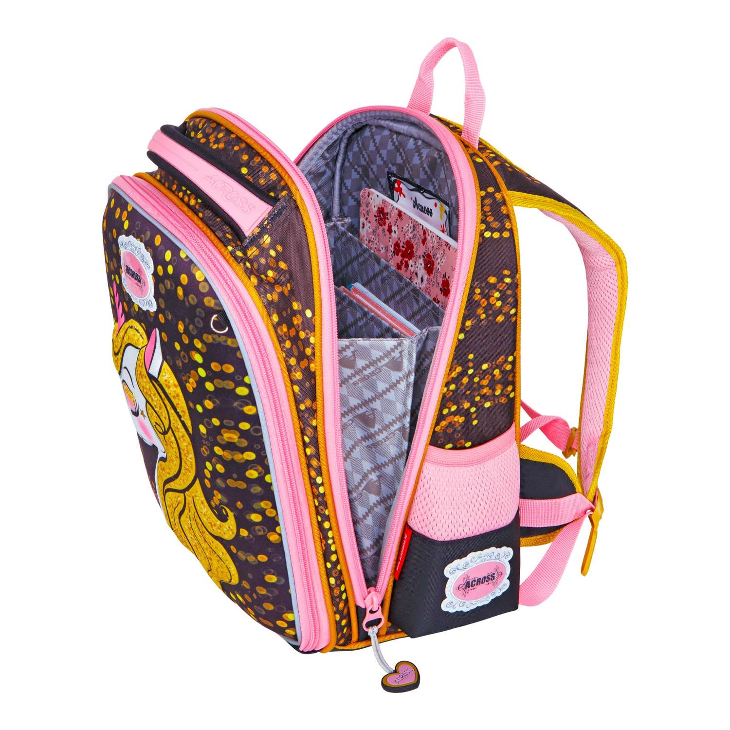 Рюкзак школьный ACROSS с наполнением: мешочек для обуви каркасный пенал и брелок - фото 3
