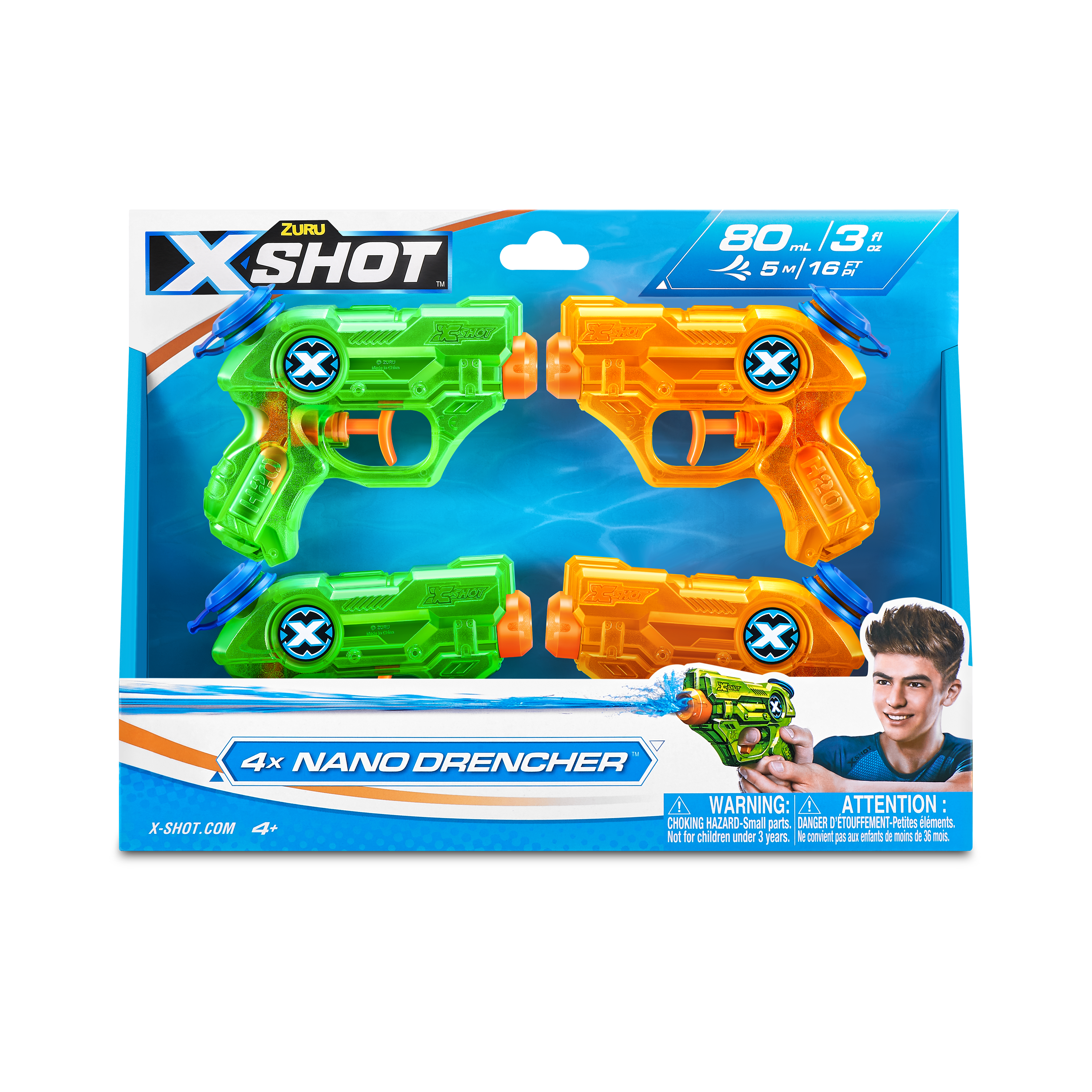 Бластер водный Zuru X-SHOT  Water Nano Drencher 4 штуки в наборе - фото 1