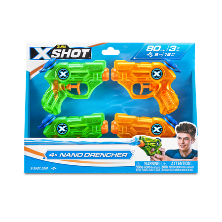 Бластер водный Zuru X-SHOT  Water Nano Drencher 4 штуки в наборе