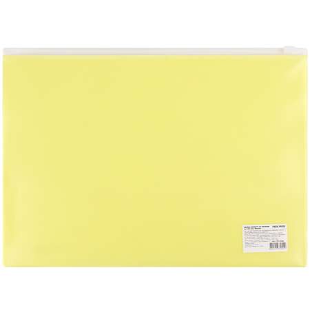 Папка-конверт Prof-Press на молнии А4 180 мкм желтый в спайке 5 штук