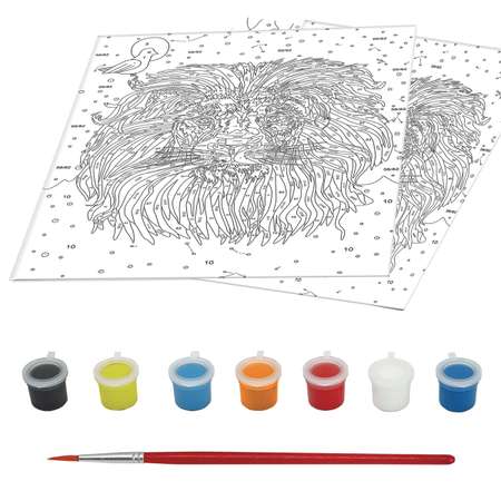 Картина по номерам Юнландия раскраска А4 с акриловыми красками Царь зверей на картоне с кистью