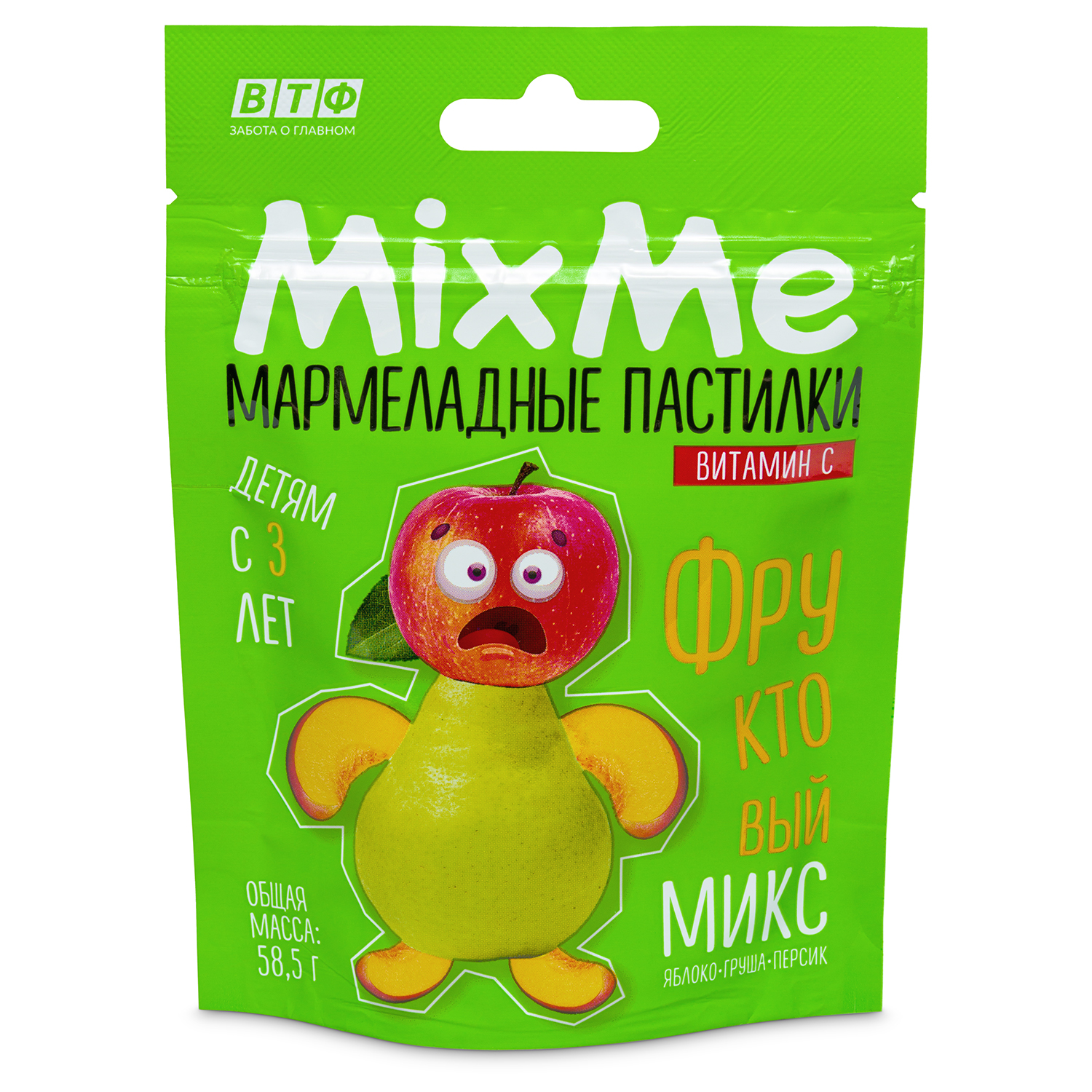 Мармелад MixMe Витамин С фруктовый микс яблоко персик груша 58,5 г. - фото 6