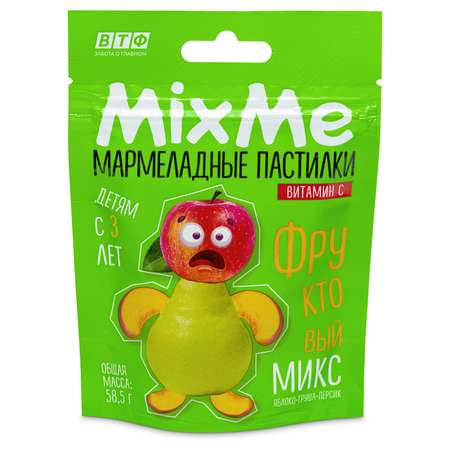 Мармелад MixMe Витамин С фруктовый микс (яблоко, персик, груша) 58,5 г.