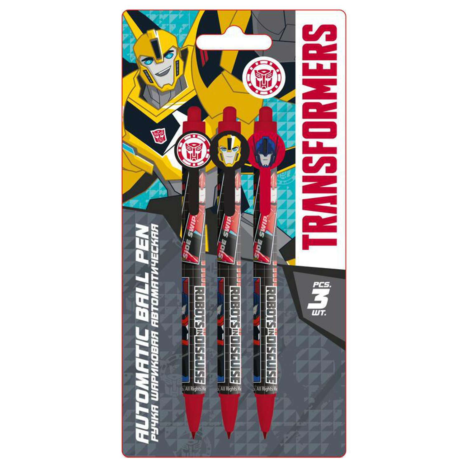 Ручки шариковые Kinderline Transformers 3 шт - фото 1