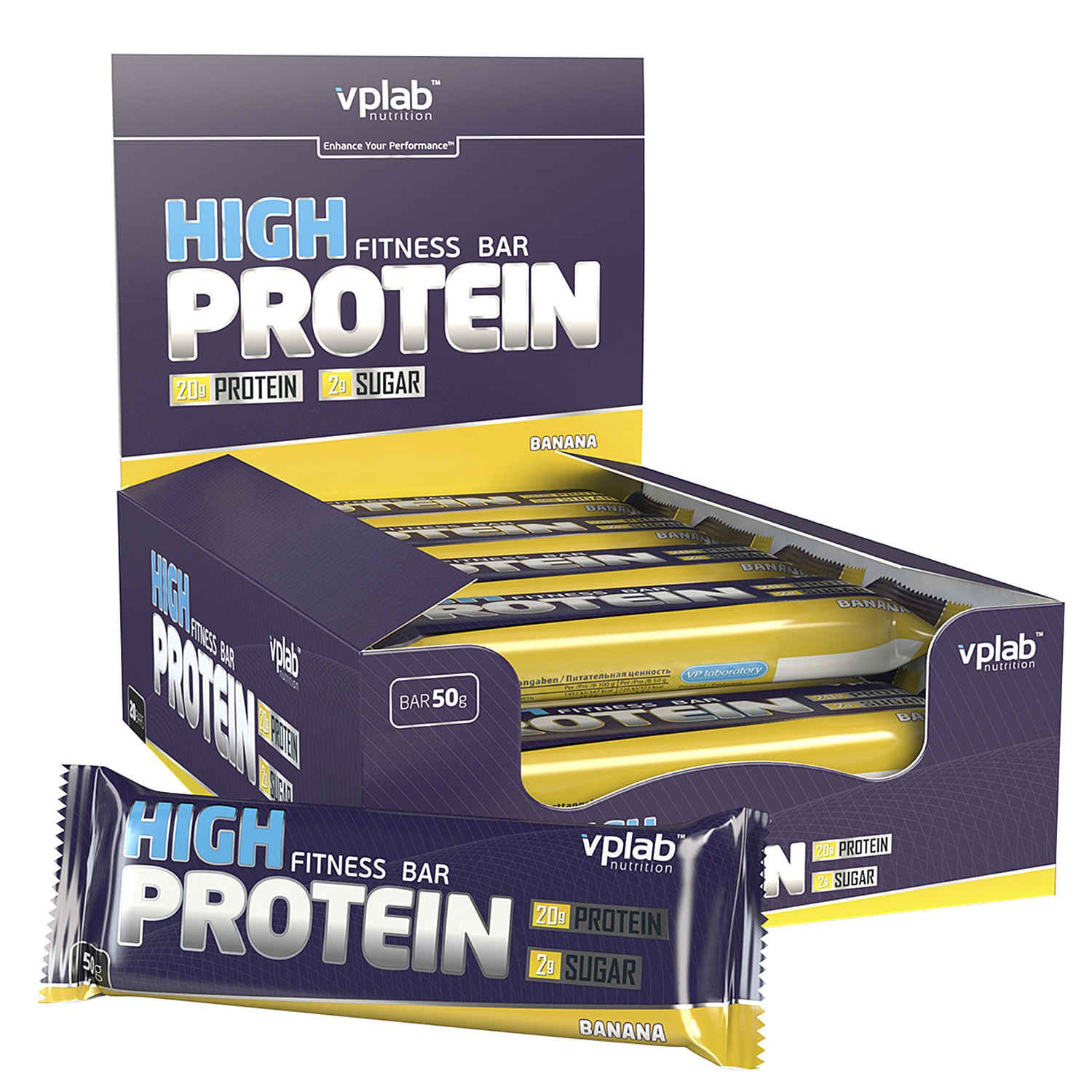 Батончик VPLAB High Protein Fitness Bar банан 50г - фото 2