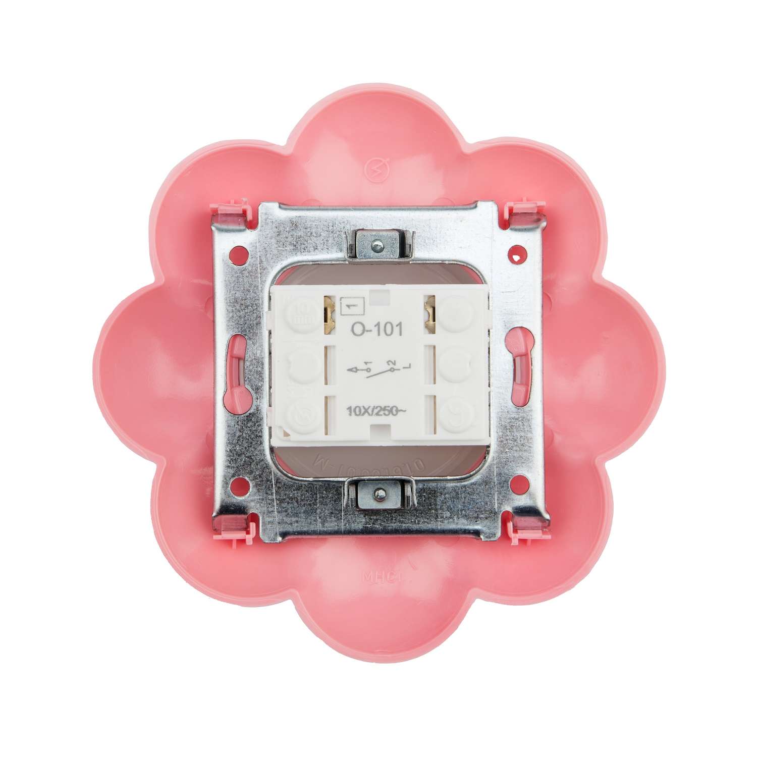 Выключатель Kranz Happy «Цветок» одноклавишный скрытой установки бело-розовый - фото 3