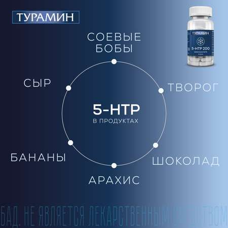 БАД Турамин 5-HTP 200 гидрокситриптофан капсулы №60